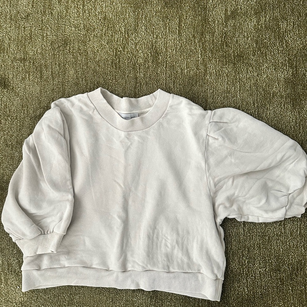Something Navy Cream Kids Puff Sleeve Sweatshirt